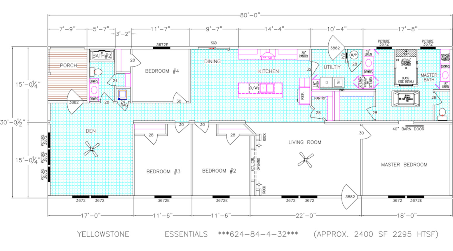 Yellowstone 80' Dimensioned Floorplan