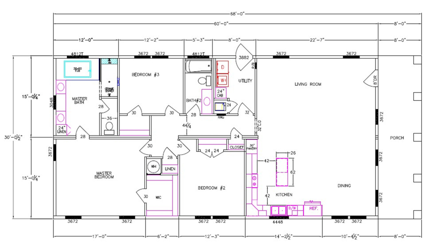 8007-72-3-32 Dimensioned Floorplan